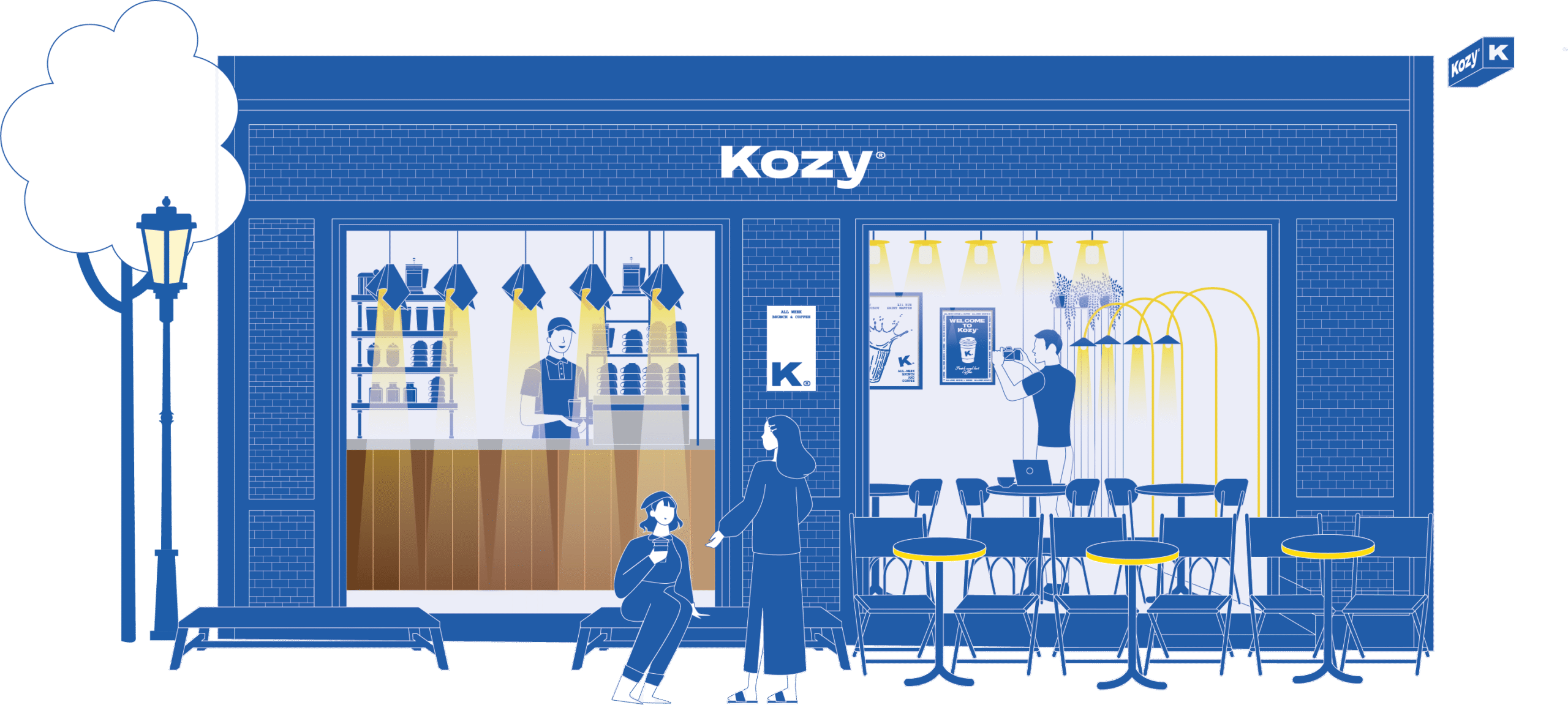 KOZY - Façade de notre salon de brunch Pompidou